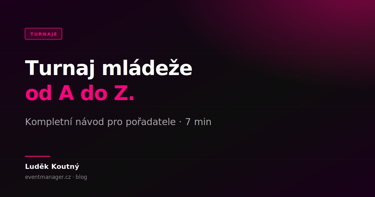 Děti hrající turnaj v hale, pořadatel u tabule s výsledky